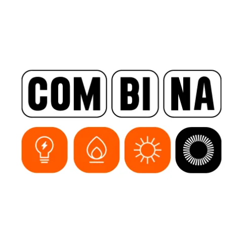 Logótipo Plano COMBINA com serviços abaixo do mesmo (eletricidade, gás natural, solar e serviço NOS).