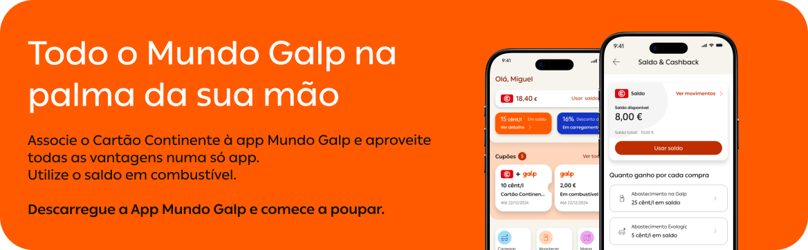 Adira online, associe o Cartão Continente à app Mundo Galp e comece a poupar com o Plano COMBINA.